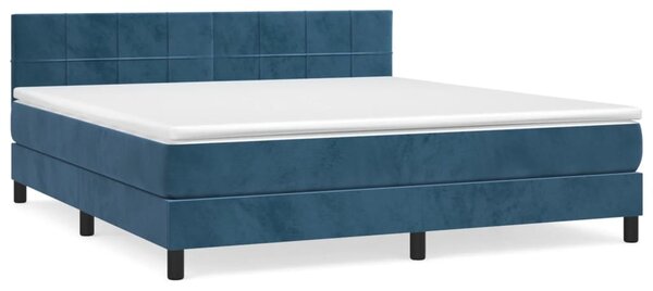 VidaXL Box spring postelja z vzmetnico temno modra 160x200 cm žamet