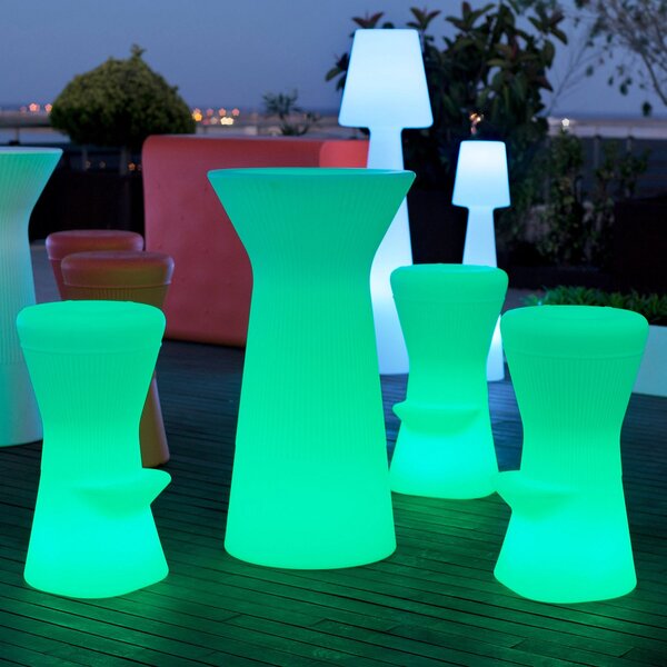 Newgarden Capri LED barska miza na baterije, RGBW, višina 110 cm, bela, zatemnjen, Bela, Plastika, Sodobni