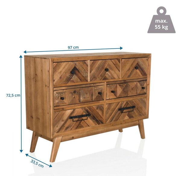 MID.YOU Široka Komoda Santjago Wood, Rjava