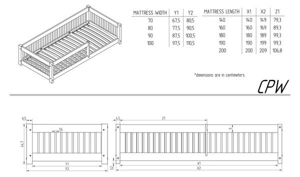 Otroška postelja iz masivnega bora 140x200 cm Mila CPW – Adeko