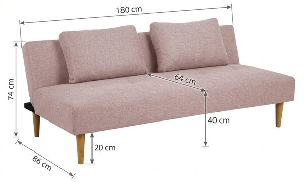 Rožnata raztegljiva sedežna garnitura 180 cm Matylda – Bonami Essentials