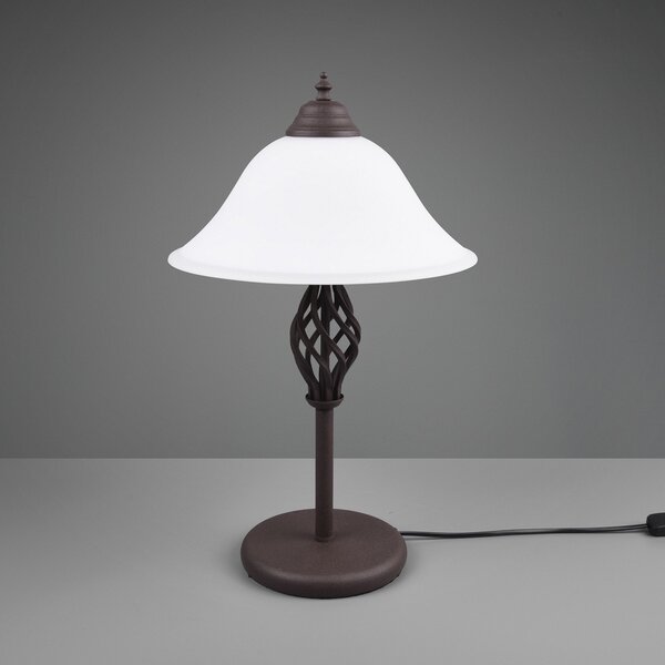 Trio Lighting Namizna svetilka Rustica s stikalom, rja, Rjava / rjasta, Dnevna soba / jedilnica, Kovina, Antični