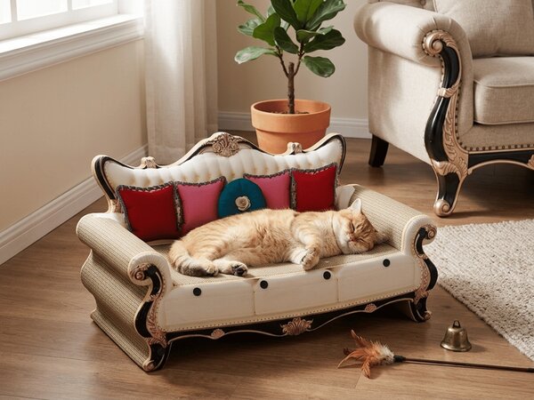 Posteljica z praskalnikom za mačko ROYAL PURR 59,5x27x33 cm, karton