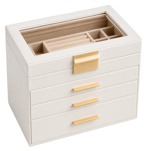 Škatla za nakit ELEGANT CASE 25,1x21,5x15,3 cm iz eko usnja, bež