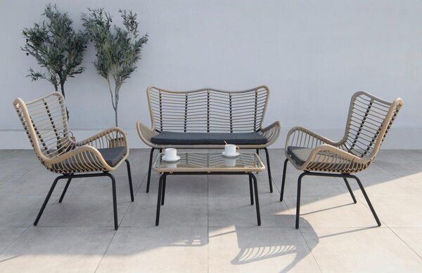 Acamp Lounge Garnitura Korfu, 4-Delni Set, Temno Siva