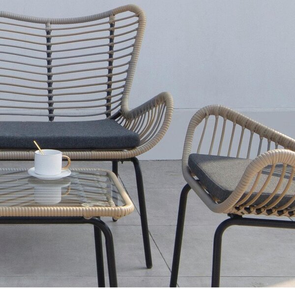 Acamp Lounge Garnitura Korfu, 4-Delni Set, Temno Siva