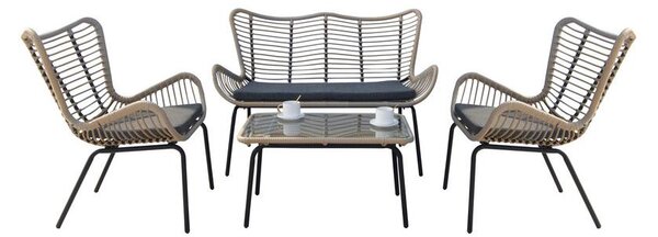 Acamp Lounge Garnitura Korfu, 4-Delni Set, Temno Siva