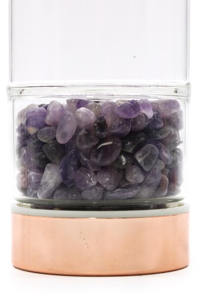 Steklenička za čaj s kristali – Ametist, 500 ml - Amethyst, Glass, Metal - Rojstni dan - Dan žena - Za 30 let
