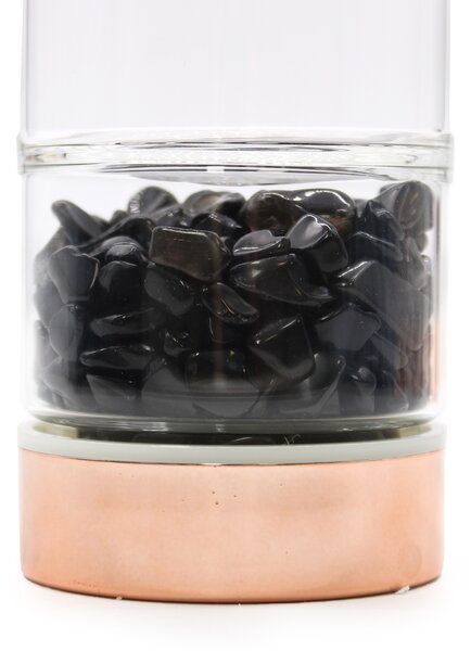 Steklenička za čaj s kristali – Črni oniks, 500 ml - Onyx, Glass, Metal - Rojstni dan - Za 30 let - Dan žena