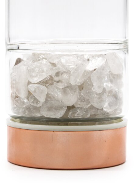 Steklenička za čaj s kristali – Kamena strela, 500 ml - Rose Quartz, Glass, Metal - Rojstni dan - Birma - Za 30 let - Dan žena - Izdelki pomladi