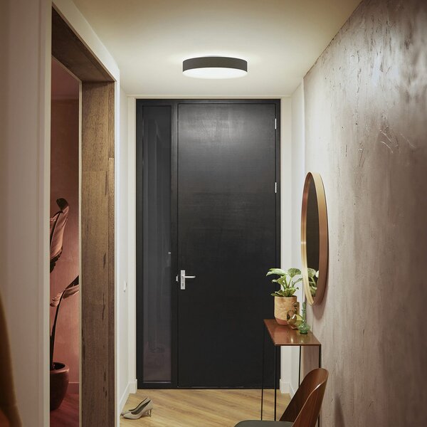 Philips Hue Enrave LED stropna svetilka 38,1 cm črna, zatemnjen, Črna, Dnevna soba / jedilnica, Kovina, Sodobni