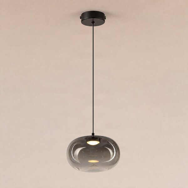 Milagro Lighting LED-visoka svetilka Vaso, dimno siva, Ø 18 cm, steklo, Siva, Dnevna soba / jedilnica, Steklo, Sodobni