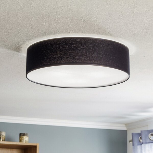 TK Lighting Stropna svetilka Rondo, črna, Ø 50 cm, zatemnjen, Črna, spalnica, Tkanine / tekstil, Sodobni