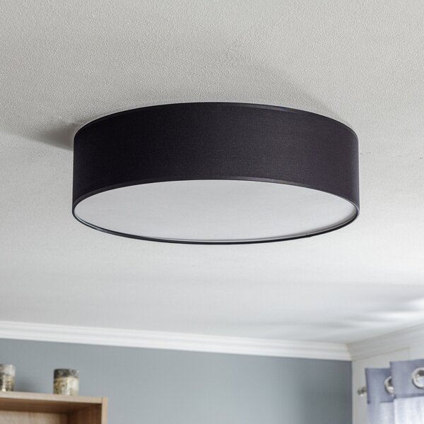 TK Lighting Stropna svetilka Rondo, črna, Ø 50 cm, zatemnjen, Črna, spalnica, Tkanine / tekstil, Sodobni