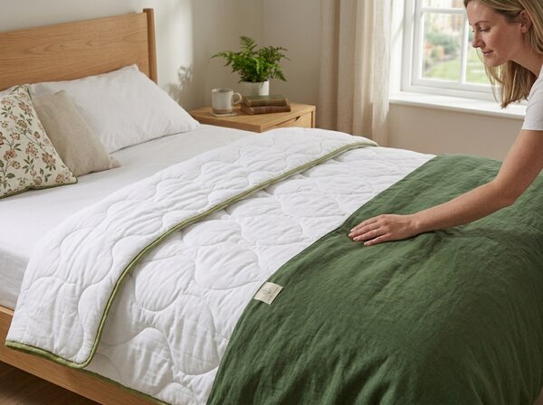 Celoletna prešita odeja STELLA ALOE VERA 140x200 cm, bela