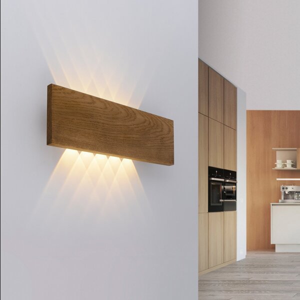 Paul Neuhaus Palma LED stenska svetilka les 45 cm, Les, Dnevna soba / jedilnica, Les, Sodobni, Stenska vtičnica zgoraj / spodaj