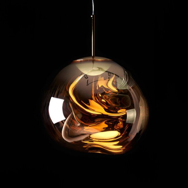 Tom Dixon LED obesna svetilka Melt Mini, Ø 28 cm, zlata, zatemnjen, Zlata / medeninasta, Dnevna soba / jedilnica, Plastika, Dizajn