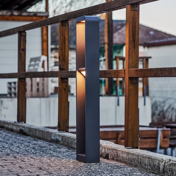 Lindby LED luč za osvetlitev poti Darko, 100 cm, siva, kovinska, IP54, Siva, Aluminij, Sodobni