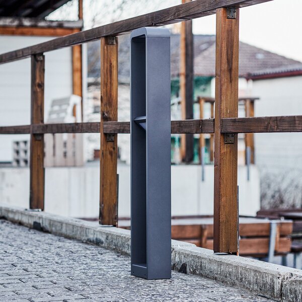 Lindby LED luč za osvetlitev poti Darko, 100 cm, siva, kovinska, IP54, Siva, Aluminij, Sodobni