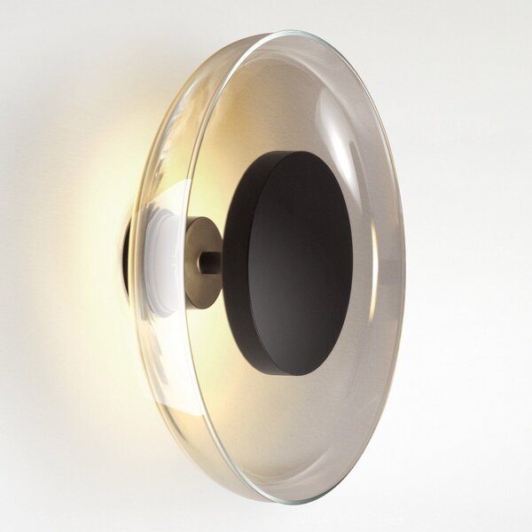 MARSET Aura LED stensko svetilo, Ø 25 cm, dimno siva, zatemnjen, Siva, Dnevna soba / jedilnica, Steklo, Dizajn