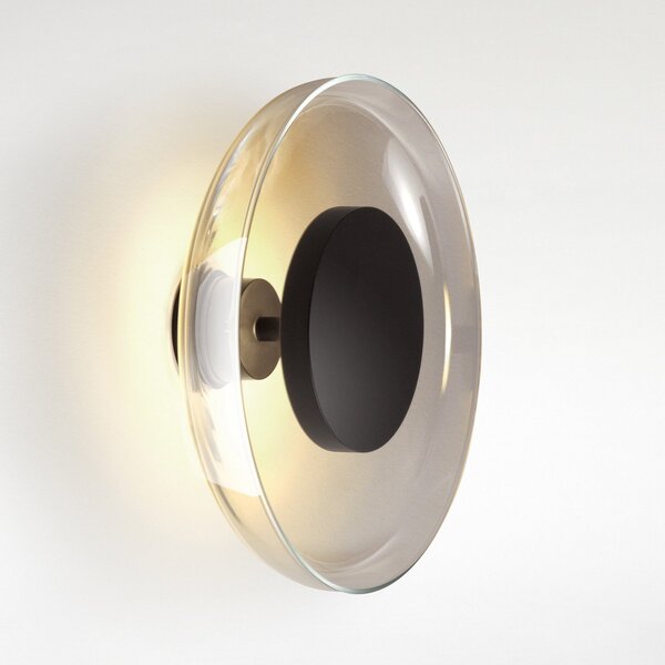 MARSET Aura LED stensko svetilo, Ø 25 cm, dimno siva, zatemnjen, Siva, Dnevna soba / jedilnica, Steklo, Dizajn