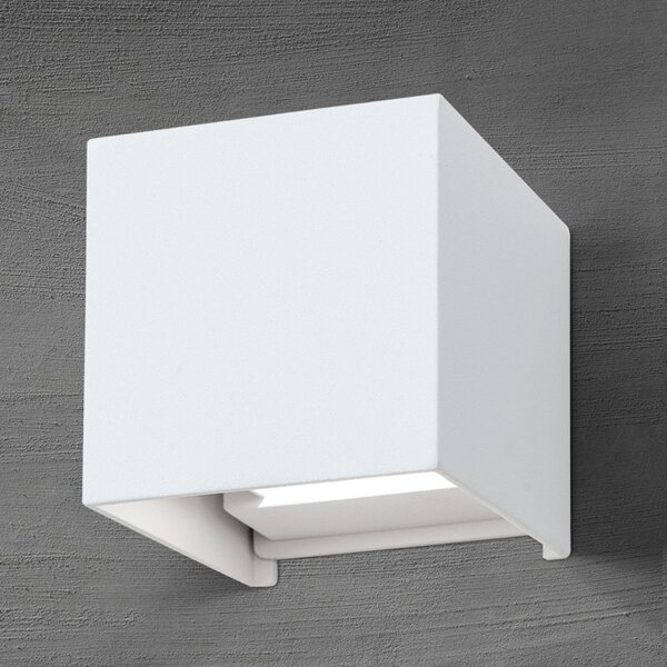 ORION LED zunanja stenska svetilka Cube, bela, kovina, 10 cm, navzgor/navzdol, Bela, Kovina, Sodobni, Stenska vtičnica zgoraj / spodaj