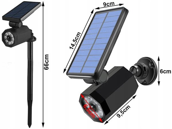 Solarna LED lažna kamera in svetilka s senzorjem gibanja in mraka