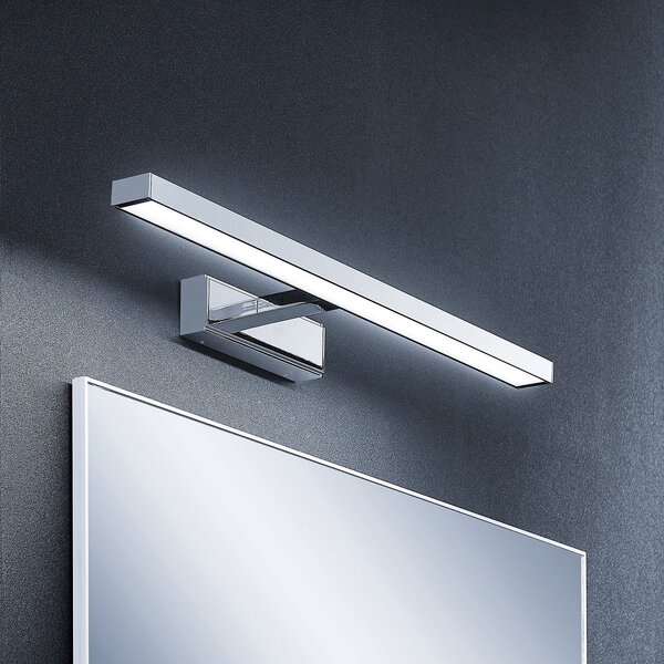 Lindby LED ogledalo Jukka, 60 cm, krom, kovina, IP44, Kovinska, Kopalnica, Aluminij, Sodobni