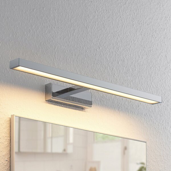 Lindby LED ogledalo Jukka, 60 cm, krom, kovina, IP44, Kovinska, Kopalnica, Aluminij, Sodobni