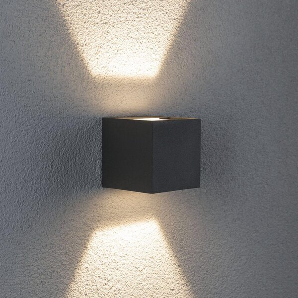Paulmann Cybo LED zunanja stenska svetilka, 2.700 K, 8 x cm, siva, Siva, Kovina, Sodobni