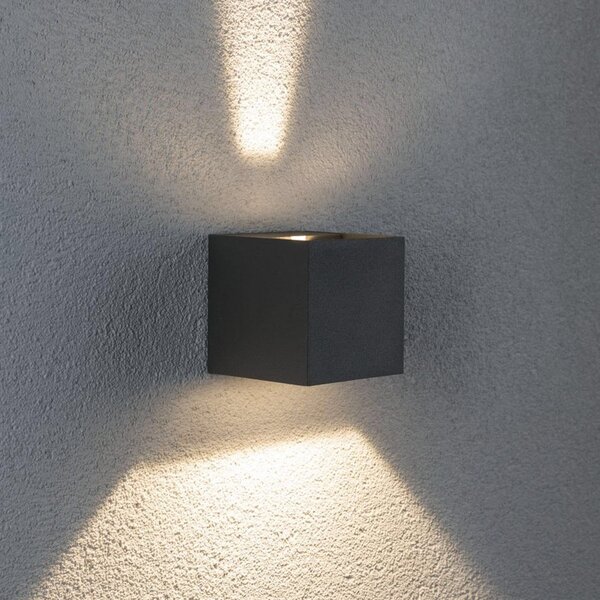 Paulmann Cybo LED zunanja stenska svetilka, 2.700 K, 8 x cm, siva, Siva, Kovina, Sodobni
