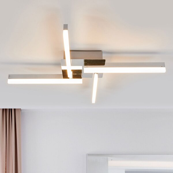Lindby LED stropna svetilka Patrik, 59 cm, 4-svetlobna, krom, IP44, Kovinska, Kopalnica, Kovina, Sodobni