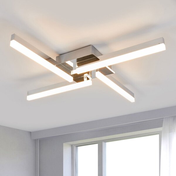 Lindby LED stropna svetilka Patrik, 59 cm, 4-svetlobna, krom, IP44, Kovinska, Kopalnica, Kovina, Sodobni