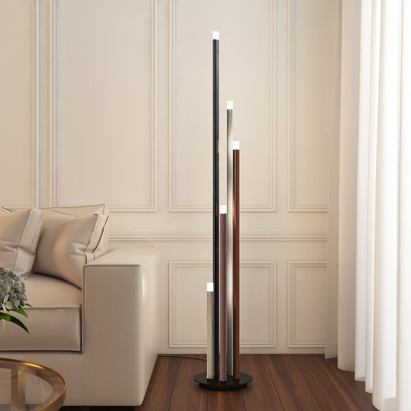 Lucande LED talna svetilka Stoika, 150 cm, 5-svetlobna, kovinska, zatemnjen, Večbarvna, Dnevna soba / jedilnica, Kovina, Sodobni