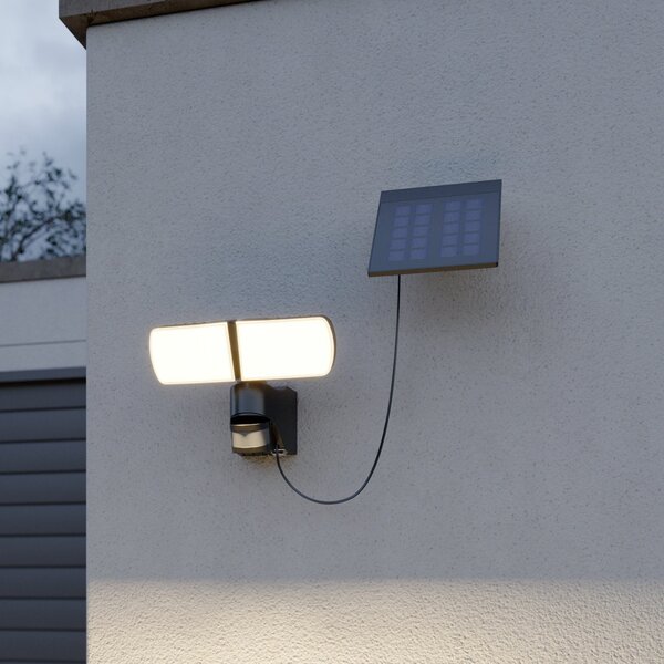 Arcchio Lissano LED-solarni stenski žaromet z senzorjem, Črna, Plastika, Sodobni