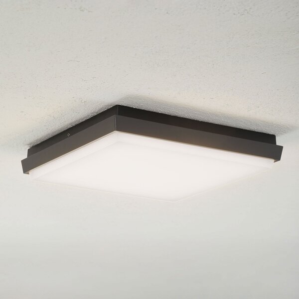Lucande LED zunanja stropna svetilka Amra, 30 cm, kotna, antracit, Črna, Plastika, Sodobni, Stenska kotna
