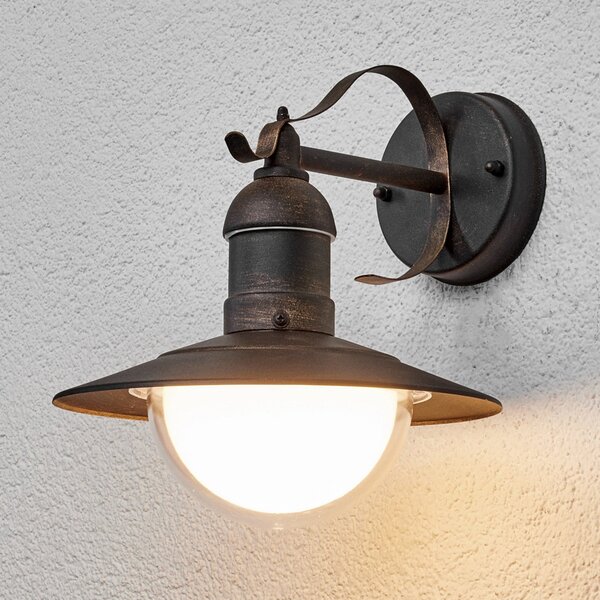 Lindby LED zunanje stensko svetilo Clea, širina 24 cm, kovina, Bakrena, Kovina, Sodobni