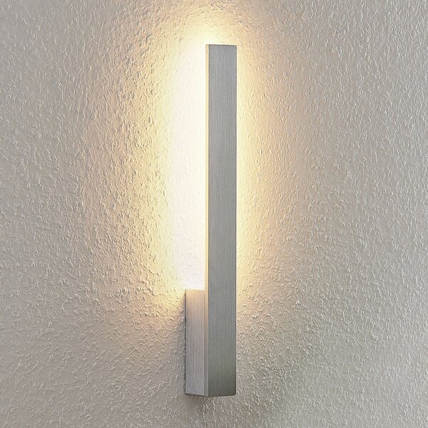 Arcchio LED stenska svetilka Ivano, višina 43 cm, brušeni aluminij, Kovinska, Hodnik, Aluminij, Sodobni