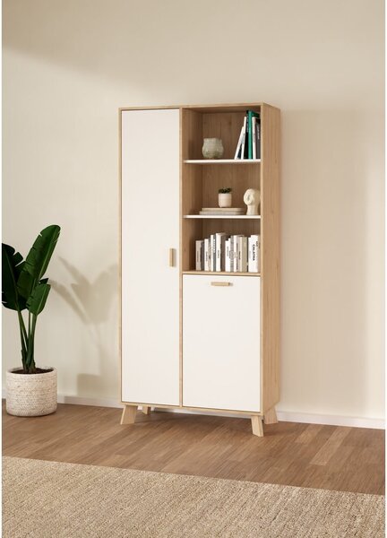 Bel regal v hrastovem dekorju 89x188x40 cm Ikast – Tvilum