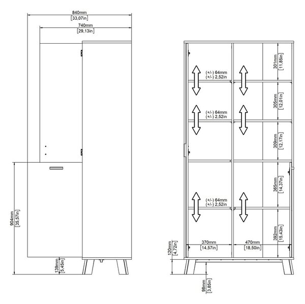Bel regal v hrastovem dekorju 89x188x40 cm Ikast – Tvilum