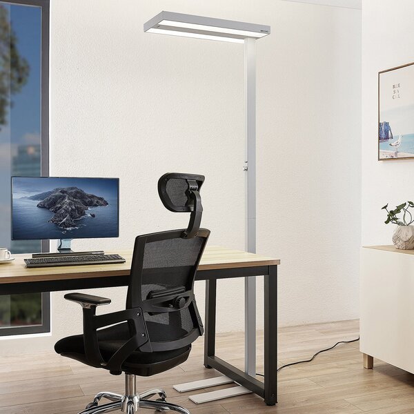 Arcchio LED-stoječa svetilka Logan Pro, bela, senzor, z možnostjo zatemnitve, zatemnjen, Bela, Študija / pisarna, Aluminij, Sodobni