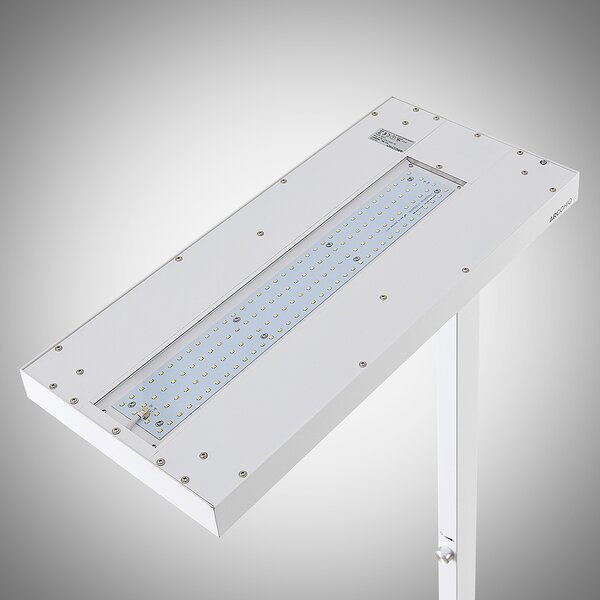 Arcchio LED-stoječa svetilka Logan Pro, bela, senzor, z možnostjo zatemnitve, zatemnjen, Bela, Študija / pisarna, Aluminij, Sodobni