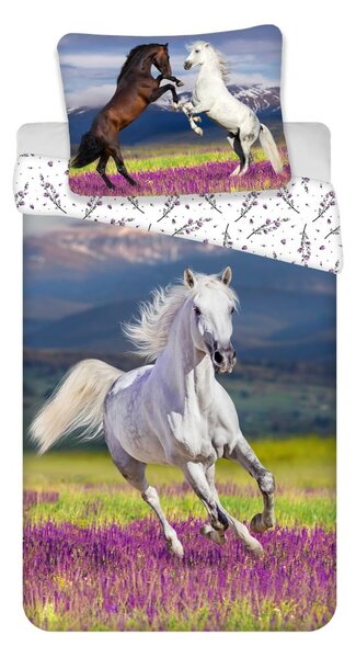 Enojna bombažna otroška posteljnina 140x200 cm Horse "Meadow" – Jerry Fabrics