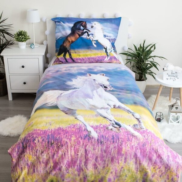 Enojna bombažna otroška posteljnina 140x200 cm Horse "Meadow" – Jerry Fabrics