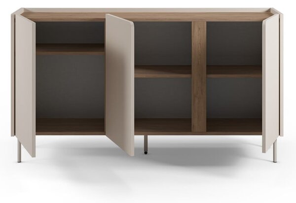 Kremno bela/naravna komoda v hrastovem dekorju 150x82,5x40,5 cm Lucile – Marckeric