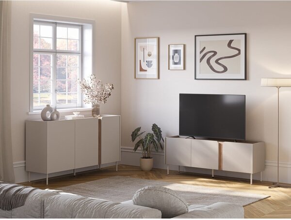 Kremno bela/naravna TV omarica v hrastovem dekorju 140x53x35 cm Lucile – Marckeric