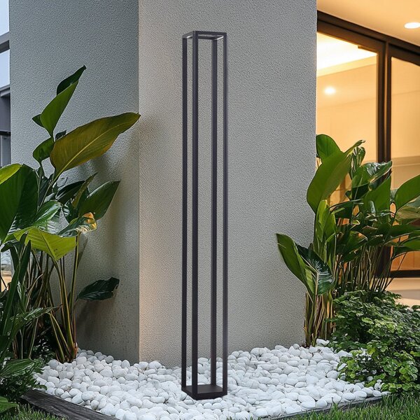 Lucande LED zunanja luč Thorvid, višina 180 cm, črna, Črna, Aluminij, Sodobni