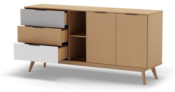 Nizka komoda iz masivnega bora v naravni barvi 165x81 cm Elfa – Marckeric