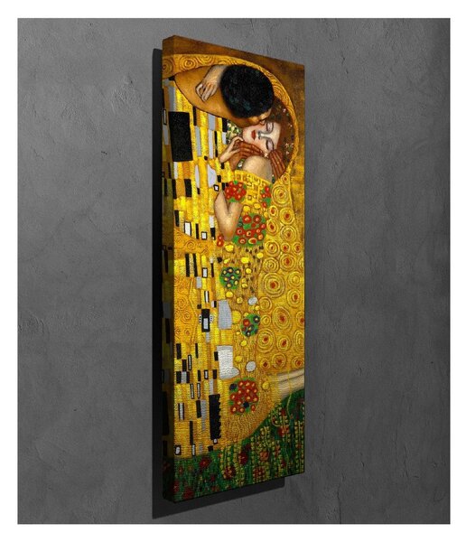 Stenska reprodukcija na platnu Gustav Klimt The Kiss, 30 x 80 cm