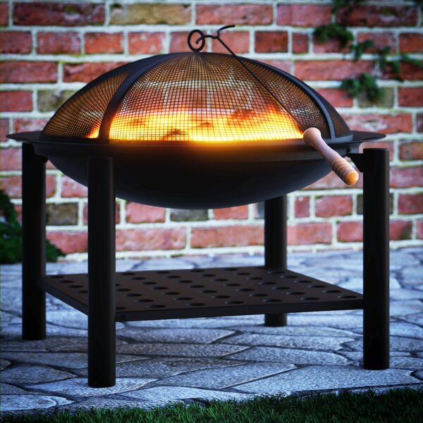 Ognjišče s prostorom za drva FIRE, Ø55cm, črn Gardebruk